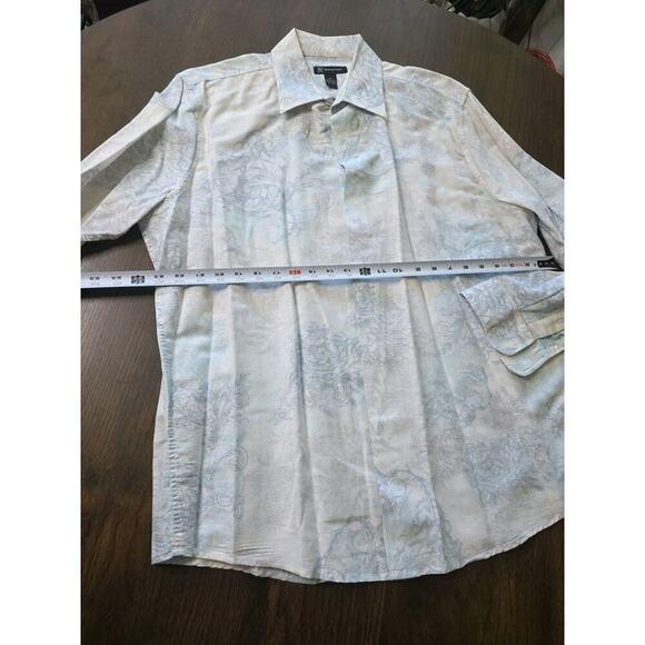 INC International Concepts men size XL long sleeve button up Blue floral linen - Picture 14 of 16